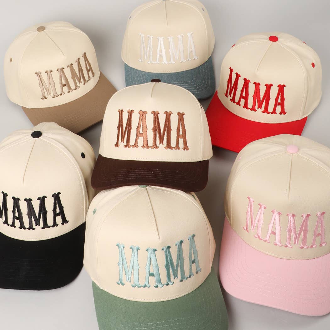 MAMA Typographic Design Embroidery Baseball Cap: Red / ONE SIZE