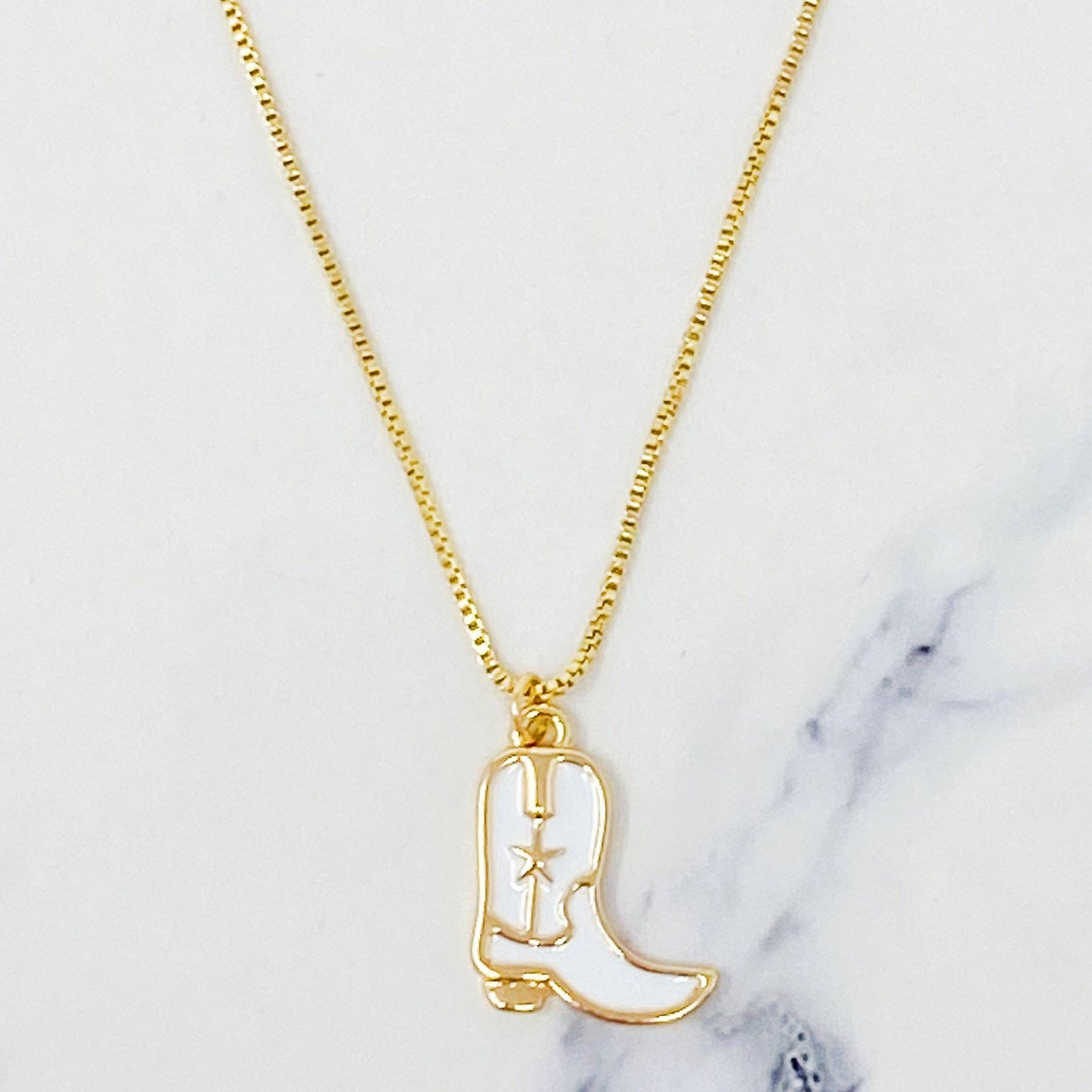 Cow Girl Boot Pendant Necklace: Pink