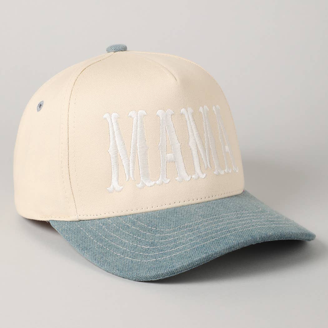 MAMA Typographic Design Embroidery Baseball Cap: Red / ONE SIZE