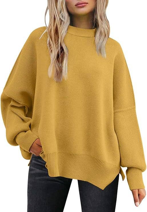 Crewneck Batwing Sleeve Chunky Sweaters 17 Colors: WineRed / M