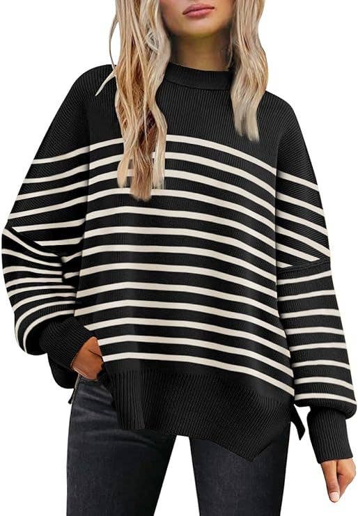 Crewneck Batwing Sleeve Chunky Sweaters 17 Colors: Brown / L