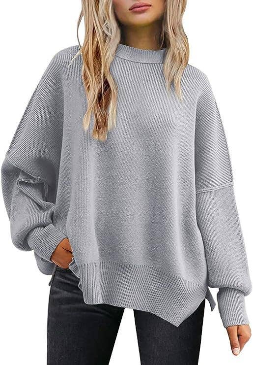 Crewneck Batwing Sleeve Chunky Sweaters 17 Colors: Brown / L