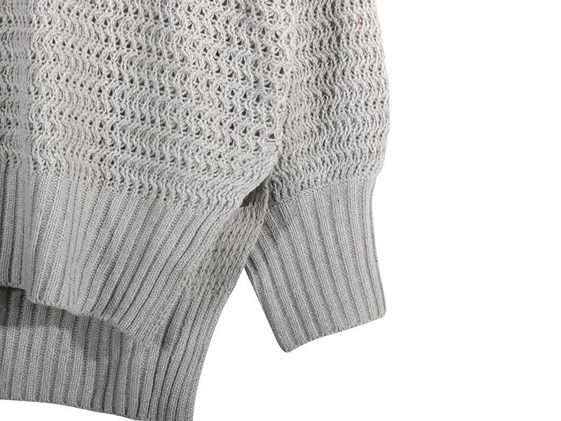 Chunky knit side split  plain knit sweater jumper: Beige / S