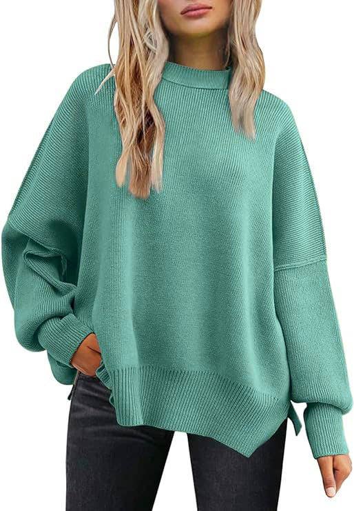 Crewneck Batwing Sleeve Chunky Sweaters 17 Colors: Brown / L