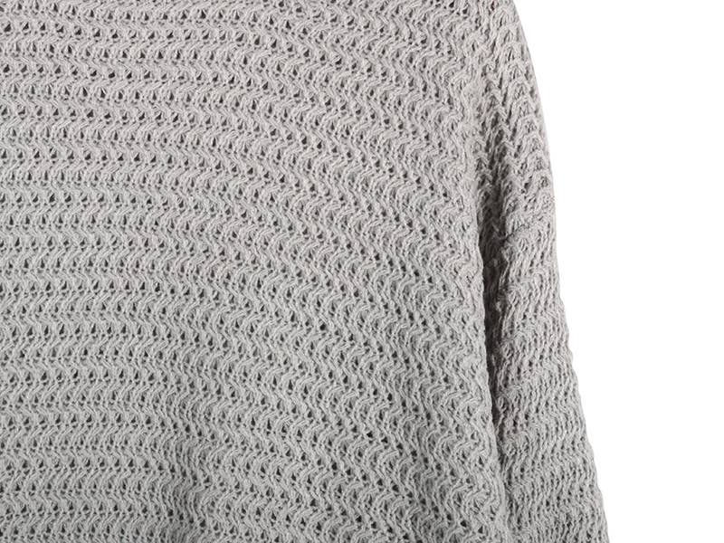 Chunky knit side split  plain knit sweater jumper: Beige / S