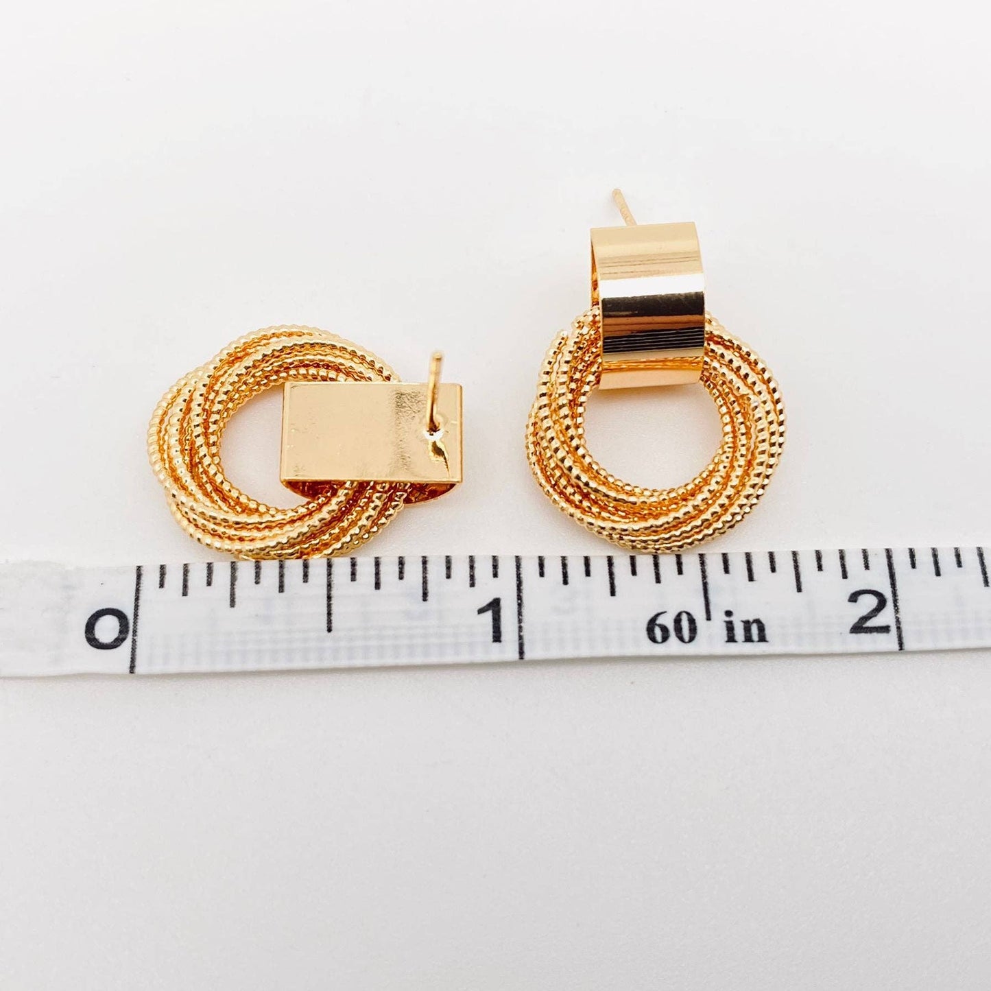 Multi-layer Metal Circular Coil Gold Plated Post Earrings