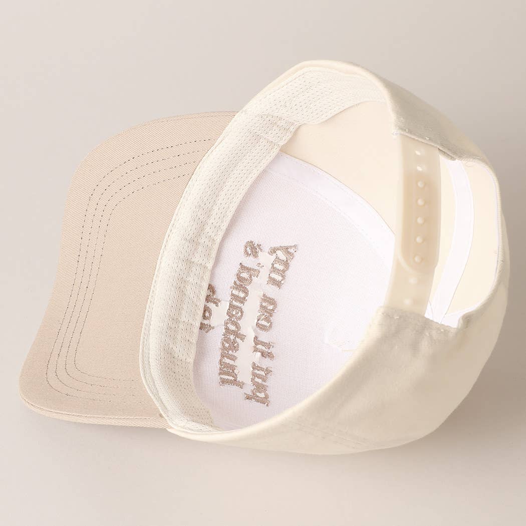 Put it on my husband's tab Embroidery Canvas Cap: Beige / ONE SIZE