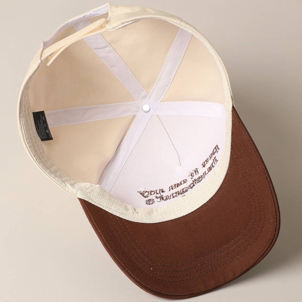 Put it on my husband's tab Embroidery Canvas Cap: Beige / ONE SIZE